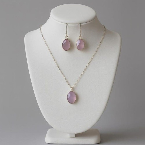 Collana quarzo rosa orecchini - quarzo, rosa,