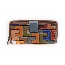 Portafoglio in vera pelle 3 comp. Il Borsaro Incastri Multicolor art.605-6