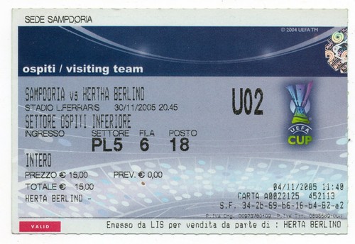 Biglietto sampdoria genova - ec,