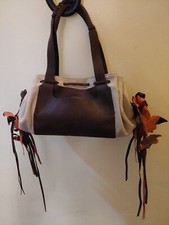 ORIGINALE BORSA A MANO CALVIN KLEIN in pelle scamosciata e tessuto con frange