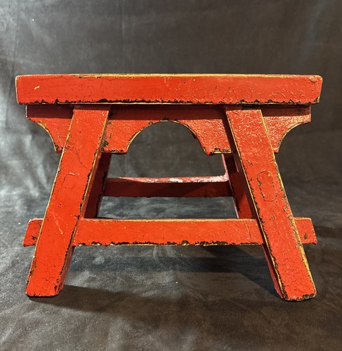 Vtg red hand painted wooden - hand,