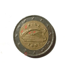 Moneta 2 Eire Arpa Irlandese 2002 Con Errori Conio