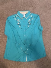 Camicia donna western con bottoni dietro in sella ricamata taglia small