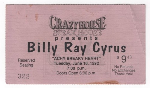 Biglietto raro billy ray cyrus - raro,