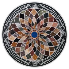 Tavolo Da Centro In Marmo 48" Con Inlay Pietra Dura Lavoro Fatti A Mano