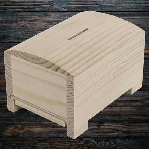 Plain wooden money box - wooden,