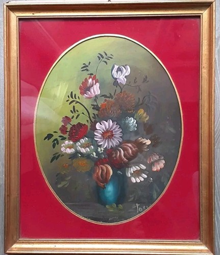Vaso fiori dipinto olio - dipinto, a