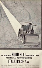 PUBBLICITA 1940 PURICELLI ITALSTRADE CAVE STRADA RULLO COMPRESSORE R. DI MASSA 