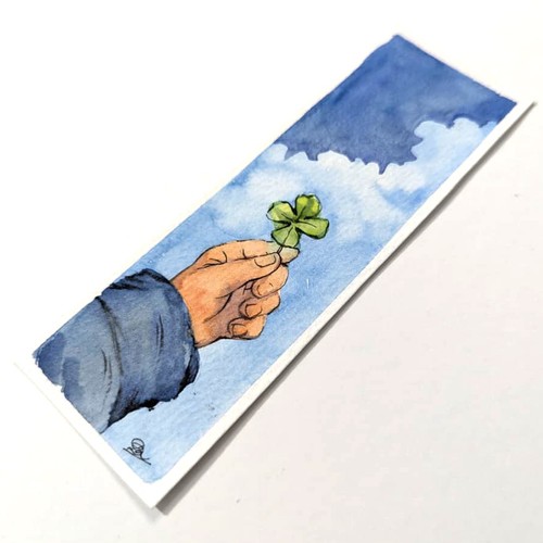 Original watercolor bookmark - original,