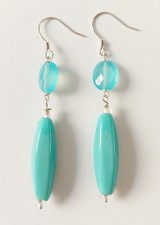 Orecchini in argento 925 con avventurina ovale sfaccettata e pasta di turchese 