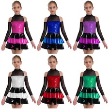 Vestito Rumba Bambina Bambina Danza Compleanno Body Tango Rave Finto Collo Spettacolo
