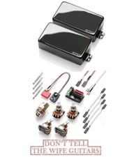 SET PICKUP HUMBUCKER ATTIVO CROMATO NERO EMG 81+85 ALBERO CORTO PENTOLE E CABLAGGIO