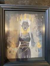 Dungeons & Dragons Drow Priestess Signed Art With Plexiglass Overlay Framed