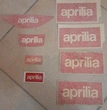 Aprilia N.8 Adesivi Decalcomania Originali Scritta Aprilia Rosso Bianco