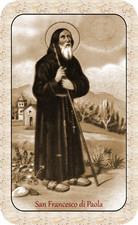 SANTINO HOLY CARD SAN FRANCESCO DI PAOLA color seppia