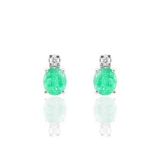 Orecchini in Oro Bianco con Diamanti e Smeraldo Davite & Delucchi - BB009161SM