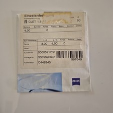 Zeiss Lente Monofocale Cr39 Asferica Nuova  Sf +4,00 Diametro 50mm