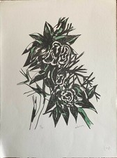 Gianni dova litografia - litografia, rose