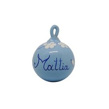 Palla Pallina di Natale in Ceramica Vietri fatta a mano Azzurra personalizzata