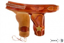 Cinturone in cuoio doppio stile Cowboy western con 24 pallottole reenact sceriff