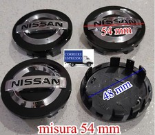 4 COPRIMOZZI NISSAN JUKE MICRA QASHQAI TAPPI RUOTA BORCHIE 54MM NERO BLACK