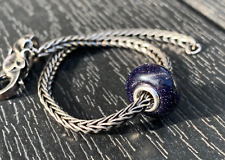 Perla avventurina blu. Nucleo Ag925. avventurina eu charm perlina. OHM, Trollbeads ecc
