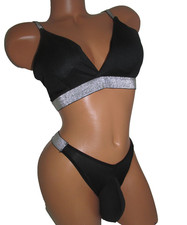 Vestito incrociato uomo nero 2 pezzi SISSY POUCH MUTANDINE taglia XL 28-46