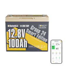 Power Queen 12V100Ah Bluetooth Gruppo24 Batteria al litio LiFePO4 Energia 1280Wh