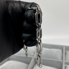 BRACCIALE CATENA DONNA AD ANELLI OVALI GRIGIO ACCIAIO INOX ELEGANTE + BOX REGALO