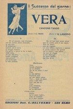 18) VOLANTINO SUCCESSO DEL GIORNO VERA CANZONE TANGO EDIZIONI BELTRAMO SAN REMO