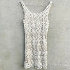 Vestito abito cerimonia tubino pizzo macramè bianco avorio perla Pull and Bear S