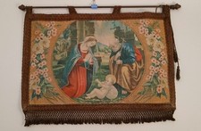 Stendardo Arazzo Religioso Processionale Sacra Famiglia Fin '800