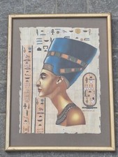 Pittura Papiro Egiziano Regina Nefertiti. Quadro Cornice
