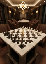 Scacchiera in marmo bianco e