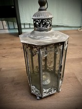 Lanterna ottagonale porta candele in ferro anticato e vetro (h 48 cm, l 20 cm)
