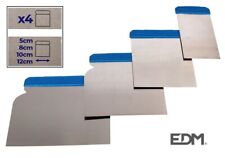 SET 4 SPATOLE RETTANGOLARI PER STUCCO IN ACCIAIO INOX MANICO ANTISCIVOLO 5-12 cm