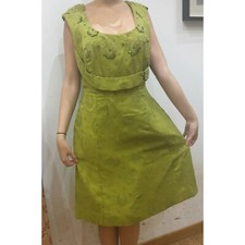 Abito organza seta e ricamo 1950s Dress silk haute couture vestito vintage verde