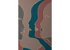 Quadro Astratto Moderno profili di donna stilizzati in rielievo con volti Sovrap