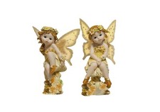 2 Pezzi Bomboniera Battesimo Comunione Compleanno Fatina sul Fungo 14 cm Resina