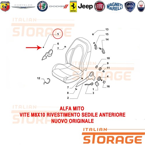 Alfa mito vite - alfa, m8x10