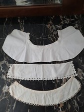 Lotto 3 Colletti colletto antico Vintage Cotone Bianco Pizzo 