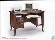 SCRIVANIA SCRITTOIO PORTA PC IN NOCE PIANO IN PELLE   UFFICIO STUDIO CAMERETTA.