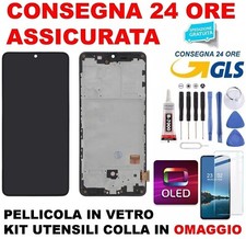 DISPLAY OLED FRAME PER SAMSUNG GALAXY A41 SM-A415 A415F TOUCH NERO IMPRONTE SI