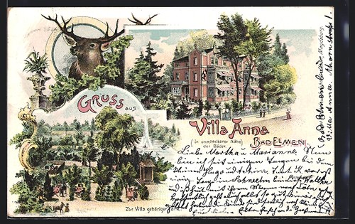 Litografia bad elmen villa - litografia,