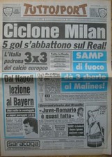 MILAN SAMPDORIA NAPOLI FINALE COPPA REAL MALINES BAYERN KO TUTTOSPORT 20/4/1989 