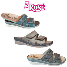 3Rose 174 Blu Ciabatte Estive Strappi Donna Plantare Estraibile Zeppa Pantofole