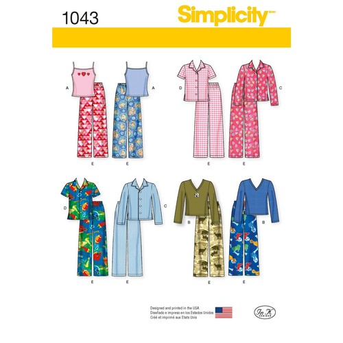 Simplicity 1043 pigiami unisex - pigiami,