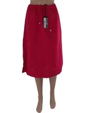 Gonna Rossa In Lino Ginocchio A Trapezio Casual Elegante Moda Taglia 42 M Medium