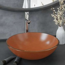 VidaXL Lavandino con Rubinetto e Piletta in Vetro Temperato Marrone