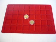 SAFE VASSOIO IN FLOCCATO COLORE ROSSO 40 SCOMPARTI PER MONETE 2 EURO IN CAPSULE